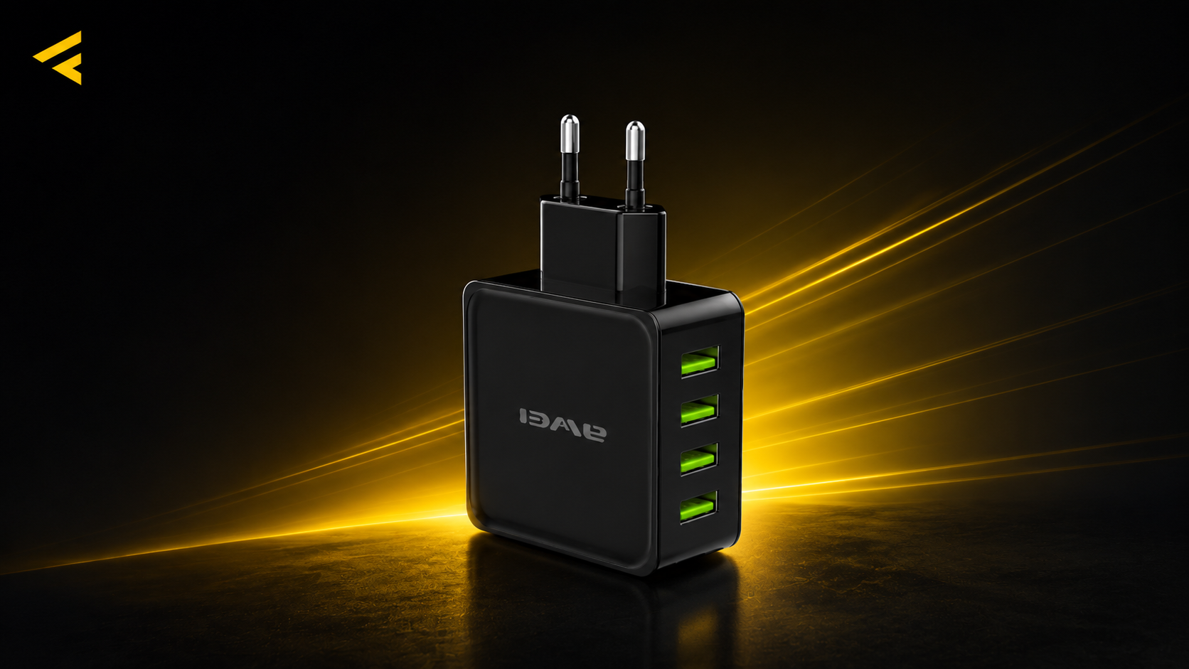 Awei C842 4-Port USB Wall Charger - 5V/4A (20W) Total, EU Plug, Black